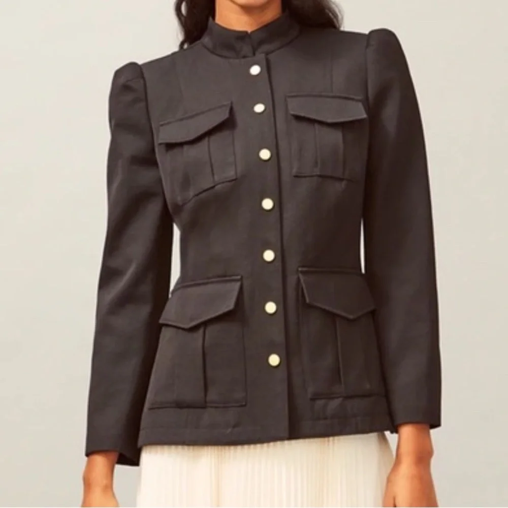 Tory Burch Sargent pepper Black and Gold Utility Jacket size 8